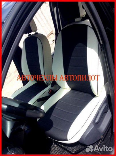 Чехлы Автопилот Renault Logan 2 из экокожи бел-чёр
