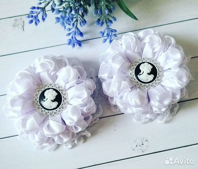 Банты для волос белые
