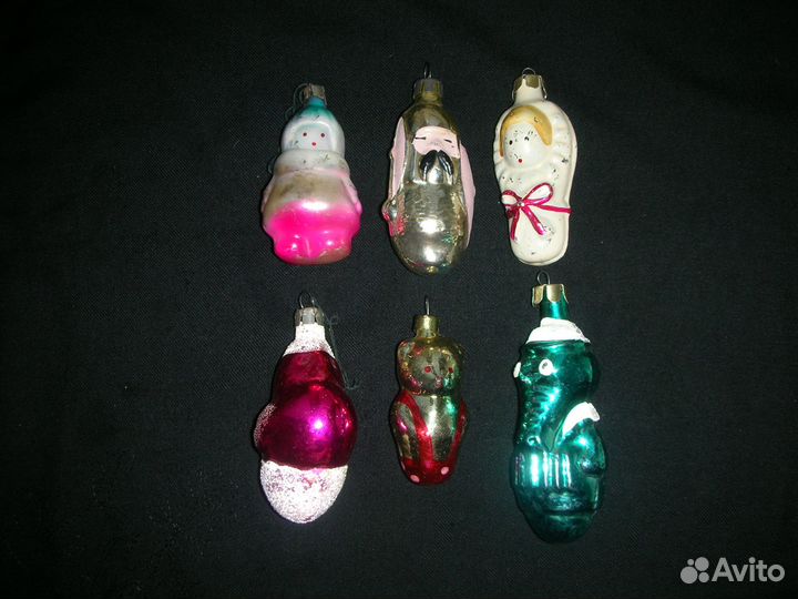 Ёлочные игрушки, 6 штук, СССР