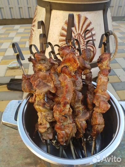 Шампуры с зажимами - фиксаторами для тандыра 10 шт