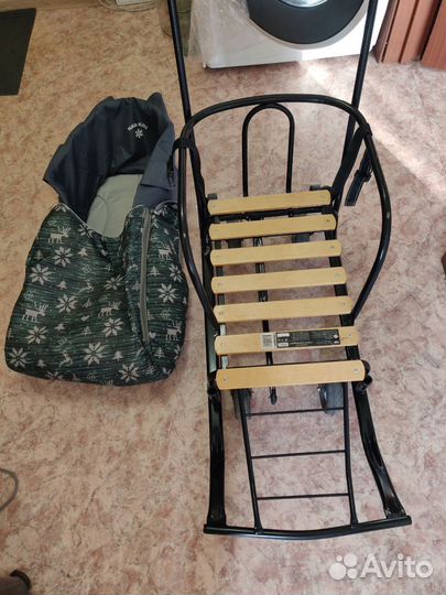 Детские санки коляска с колесами бу