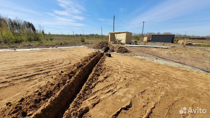 Миниэкскаватор в аренду, заезды, траншеи, дренаж