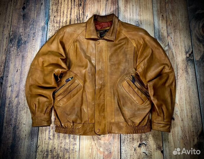 Винтажный бомбер y2k пилот кожаная куртка из 90х