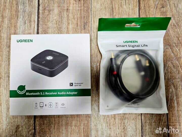 Адаптер-приёмник ugreen Bluetooth 5.1,AUX 3.5,2RSA