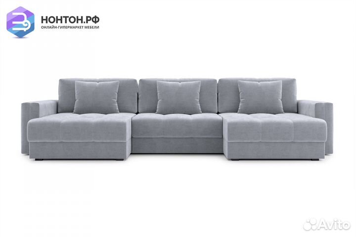 Диван п-образный тик-так Монарх М1О2 серый