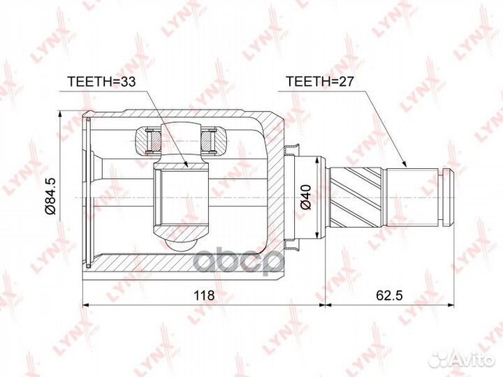Шрус внутренний перед лев CI3732 lynxauto