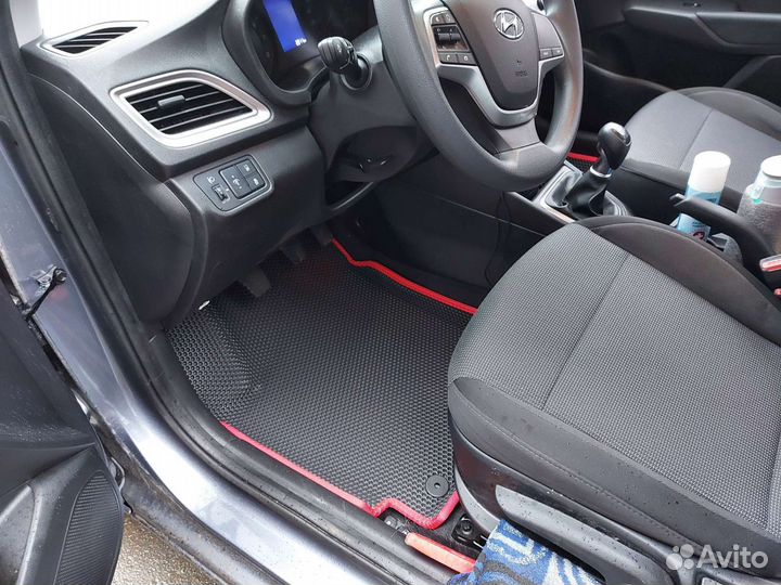 3d коврики eva с бортами в авто Hyundai Solaris 2