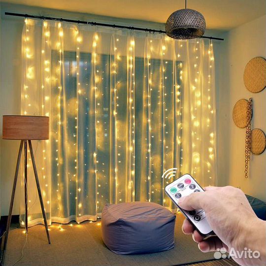 Гирлянда штора 3х3 с пультом ду