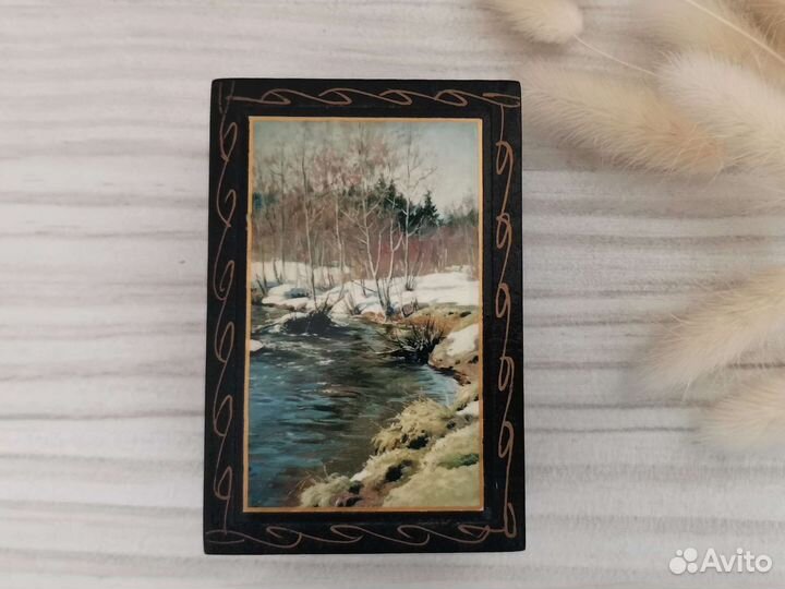 Шкатулка деревянная лаковая миниатюра