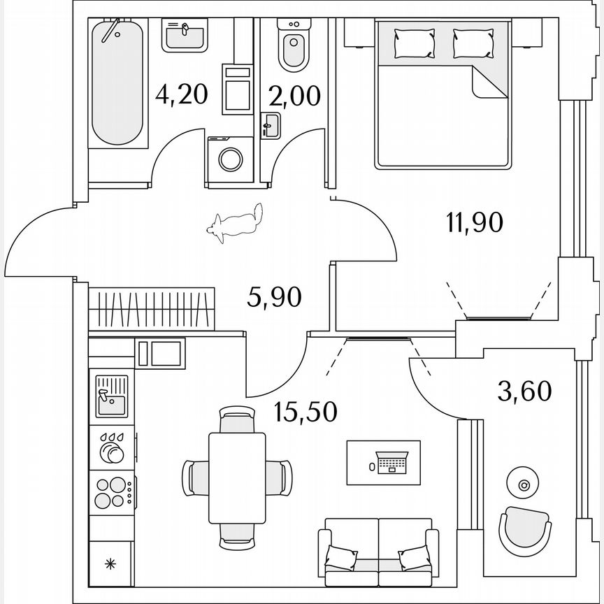1-к. квартира, 41,3 м², 10/13 эт.