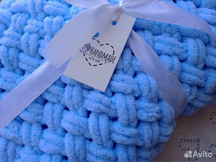 Вязанный детский плед игрушка подарок на выписку