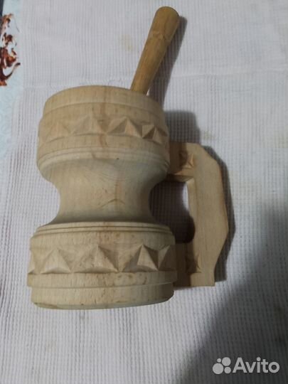 Ступка с пестиком. СССР. Резьба по дереву