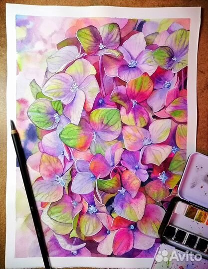 Картина акварель цветы 