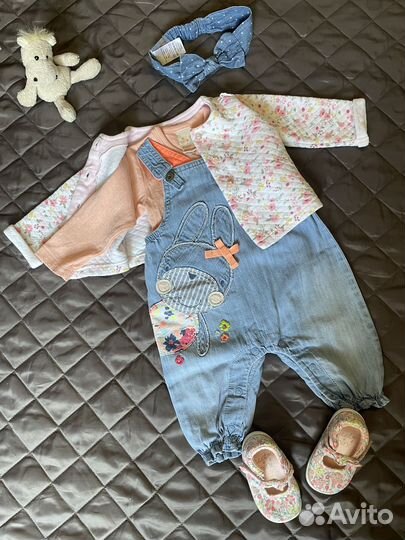 Джинсовые летние вещи на девочку 3-6 m