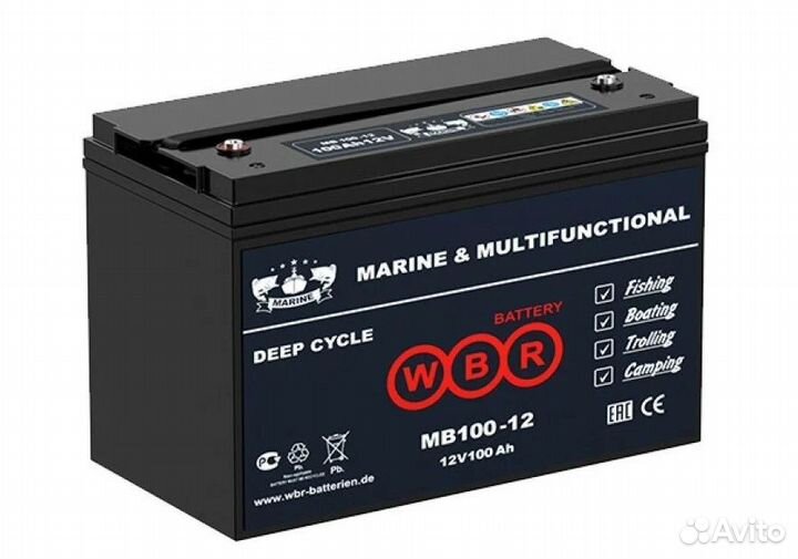 Аккумулятор лодочный WBR Marine MB 100-12 AGM