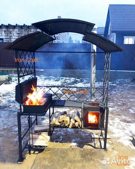 Мангал с печкой под казан