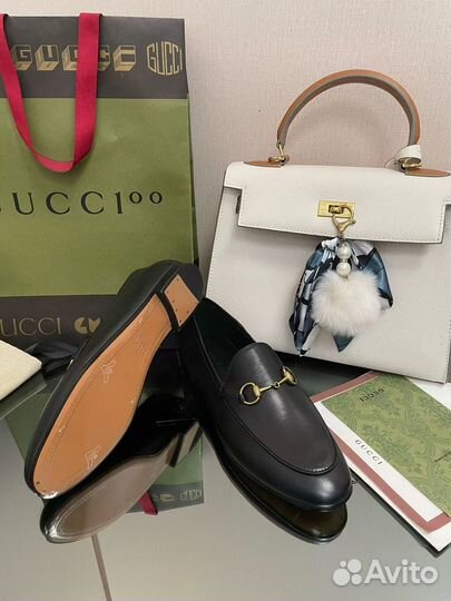 Женские кожаные мокасины Gucci