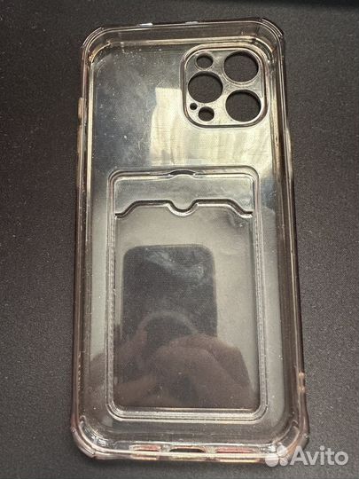 Чехол на iPhone 12 pro max прозрачный с карманом