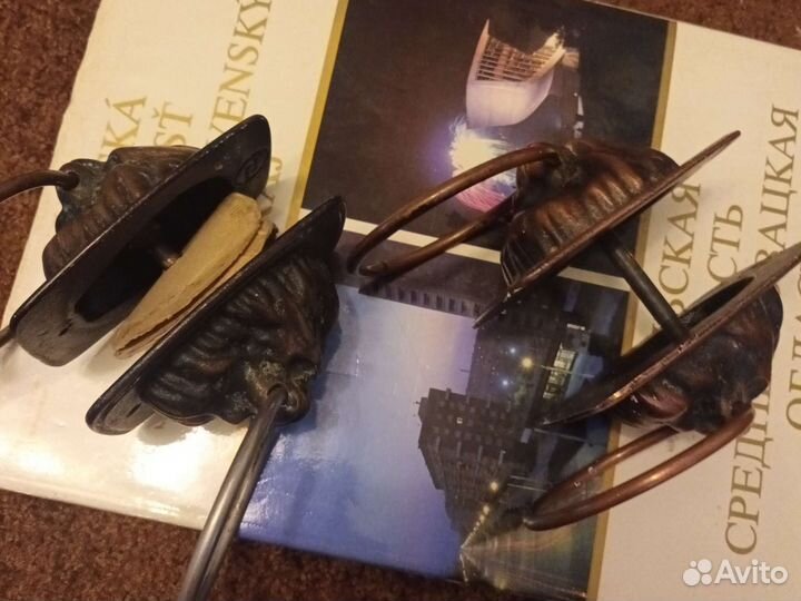 Дверная ручка чугун СССР голова Льва клеймо 2 шт