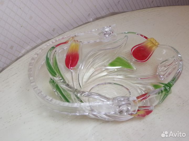Ваза конфетница цветное стекло