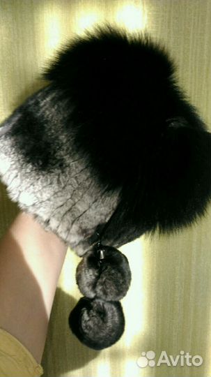 Шапки вязаные из меха