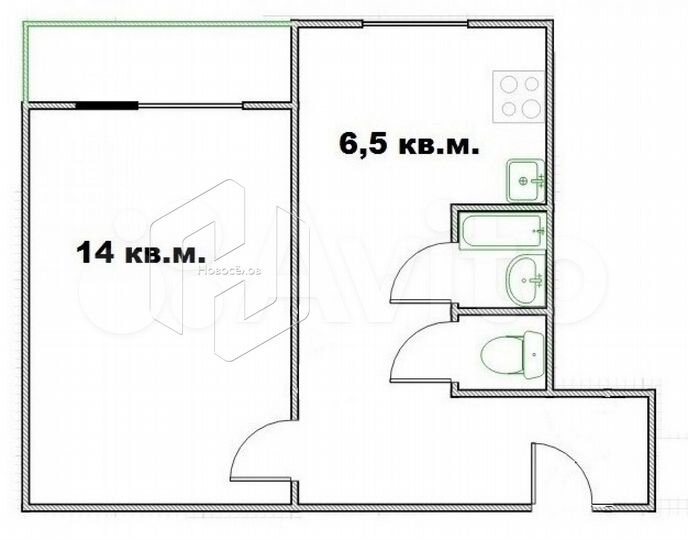 1-к. квартира, 32,6 м², 9/9 эт.