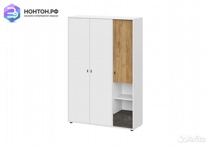 Шкаф 3х-створчатый комбинированный Анри белый текс