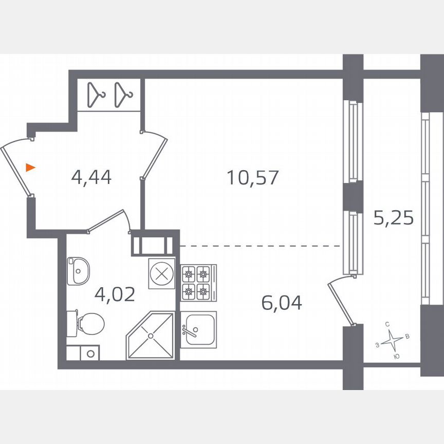 Квартира-студия, 27,7 м², 4/10 эт.