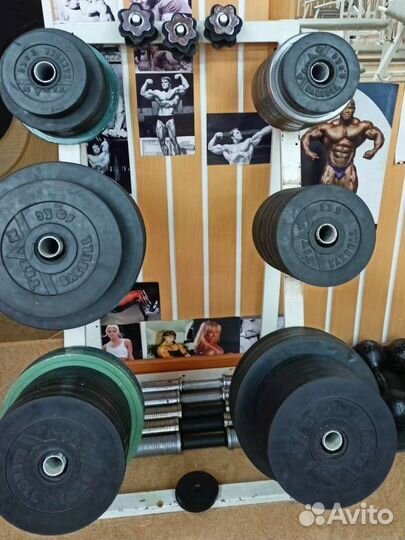 Стойка для хранения блинов и грифов, блины, штанги