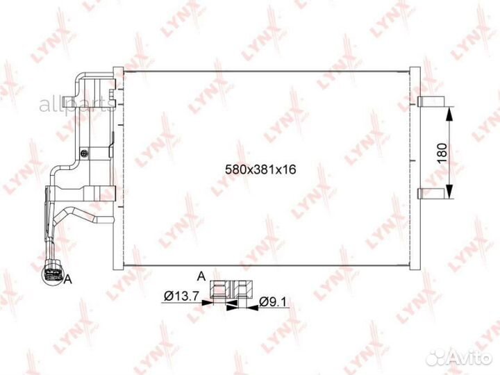 Lynxauto RC-0369 Радиатор кондиционера с осушителе