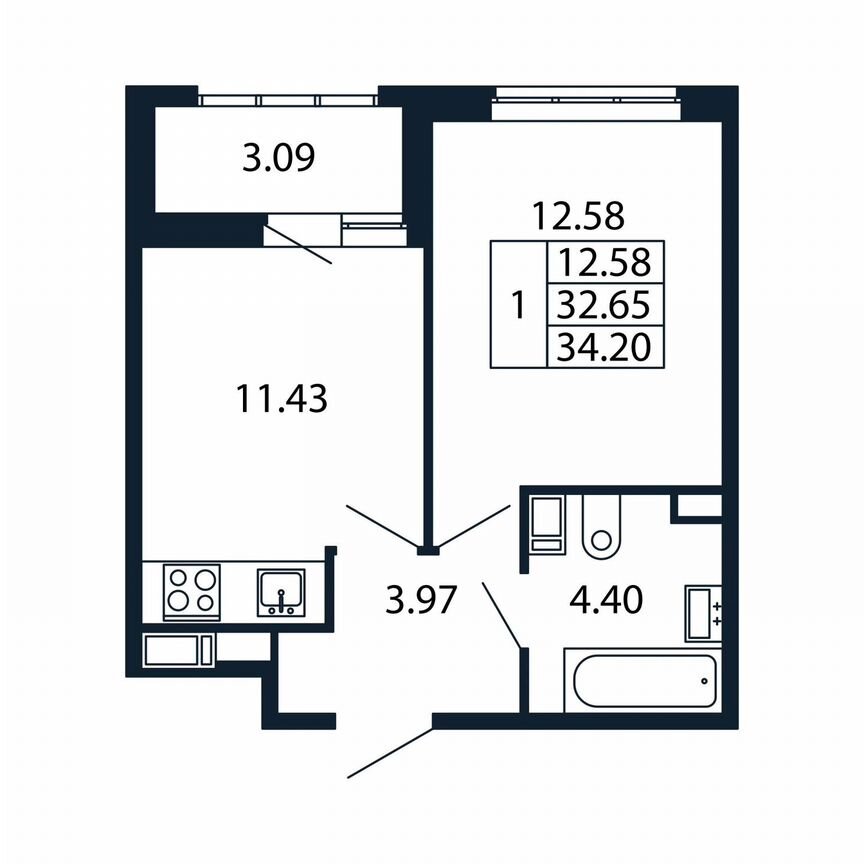 1-к. квартира, 35,7 м², 10/12 эт.