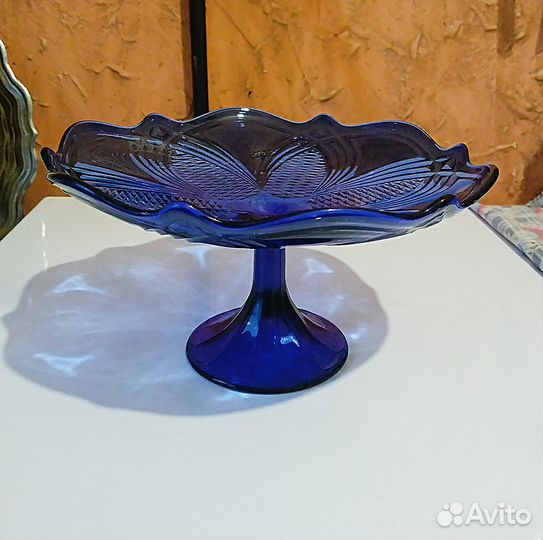 Ваза из кобальтового стекла, СССР