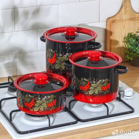 Набор кастрюль 'Рябинка', 3 предмета 2 л, 3,5 л, 5