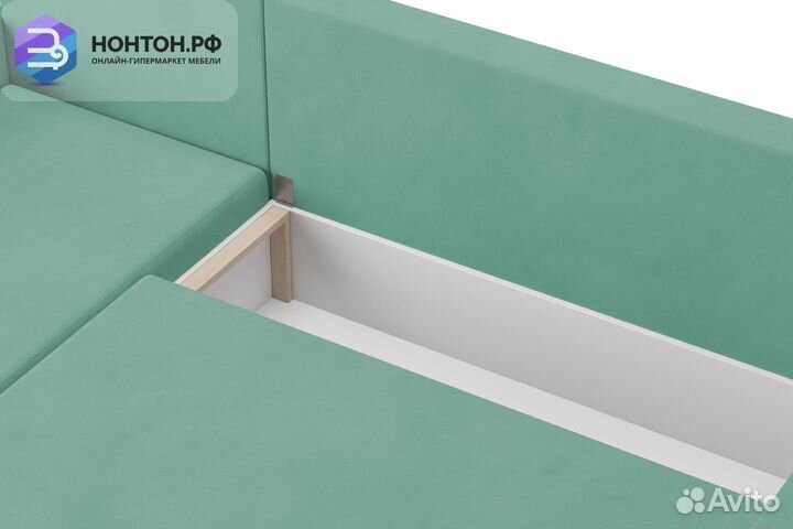 Диван угловой еврокнижка Мидгард мятный