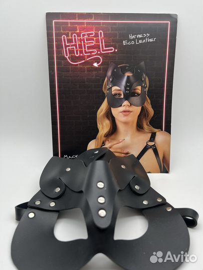 Маска кошки экокожа