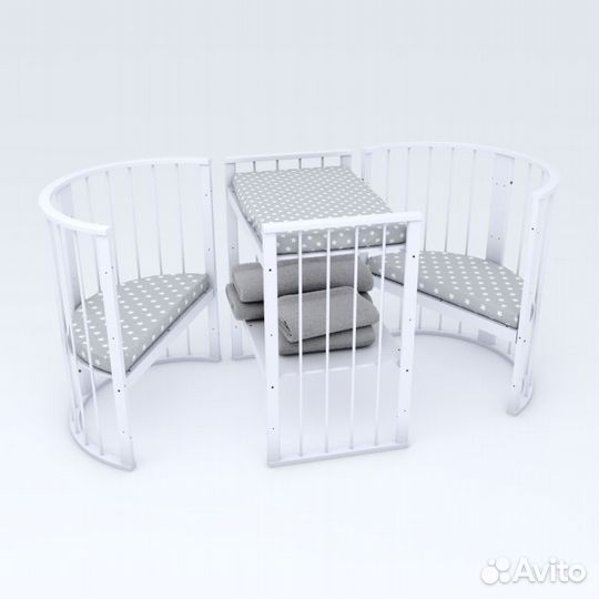 Детская кроватка трансформер круг/овал Зайка 8 в 1