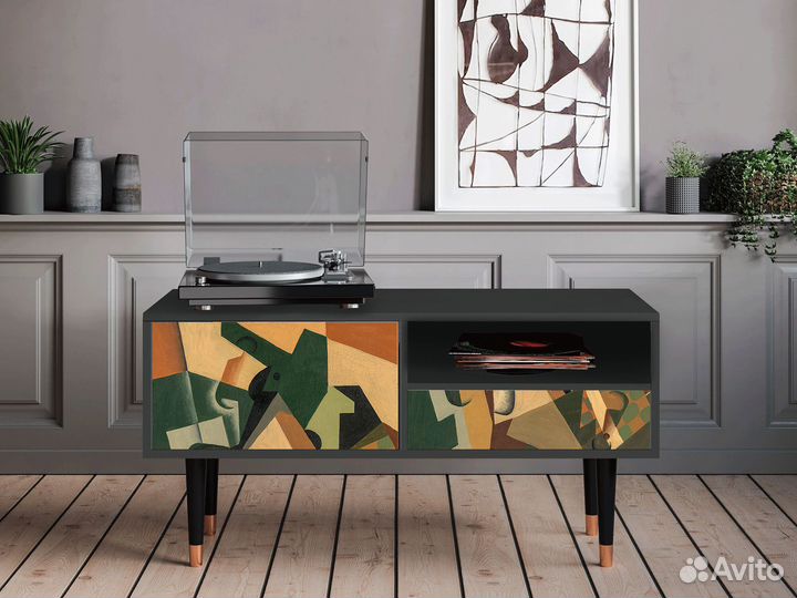 Тв-тумба T3 - Антрацит - Glass and Checkerboard