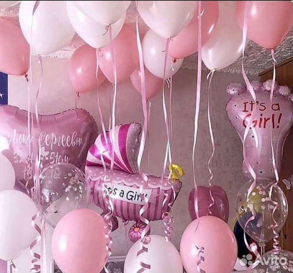 Воздушные гелиевые шары на выписку из роддома