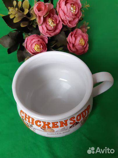 Бульонница с ручкой и рецептом Chicken soup,400мл