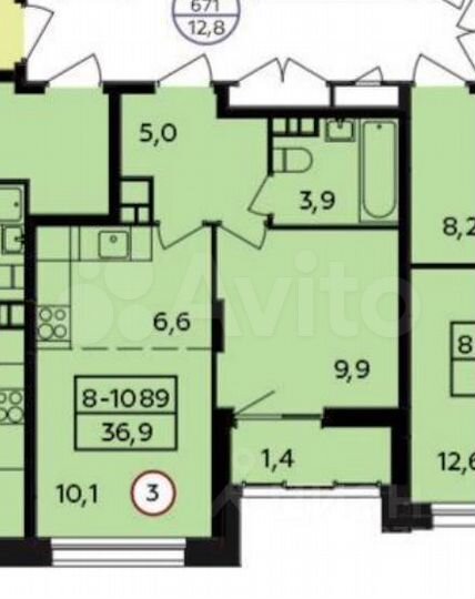 2-к. квартира, 39,9 м², 6/16 эт.