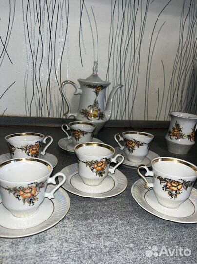 Сервиз кофейный, Барановка, фарфор, винтаж