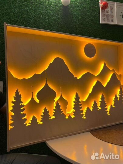 Оригинальный подарок, лофт картина. Светильник