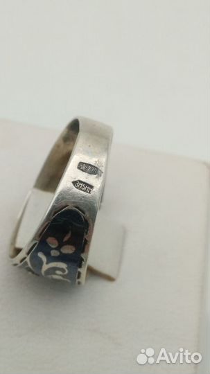 Кольцо серебро 875 проба, Кубачи, чернение, СССР