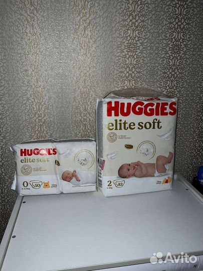 Подгузники huggies elite soft 0 и 2