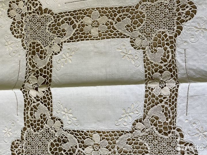 Скатерть винтажная, игольное кружево, Италия