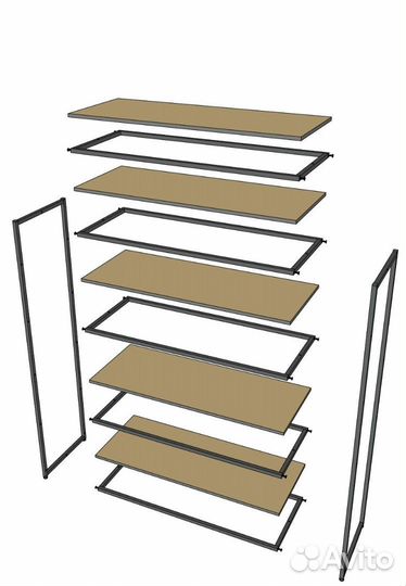 Стеллаж в стиле Лофт A17120-20-чч с полками лдсп