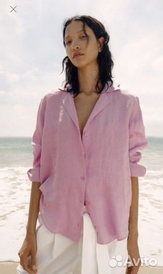 Рубашка zara лен L