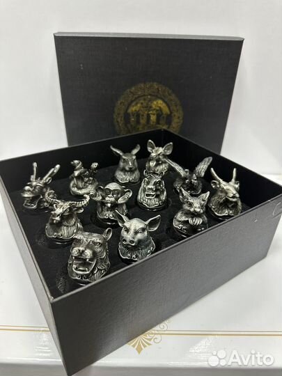 Стопки рюмки перевертыши темное серебро