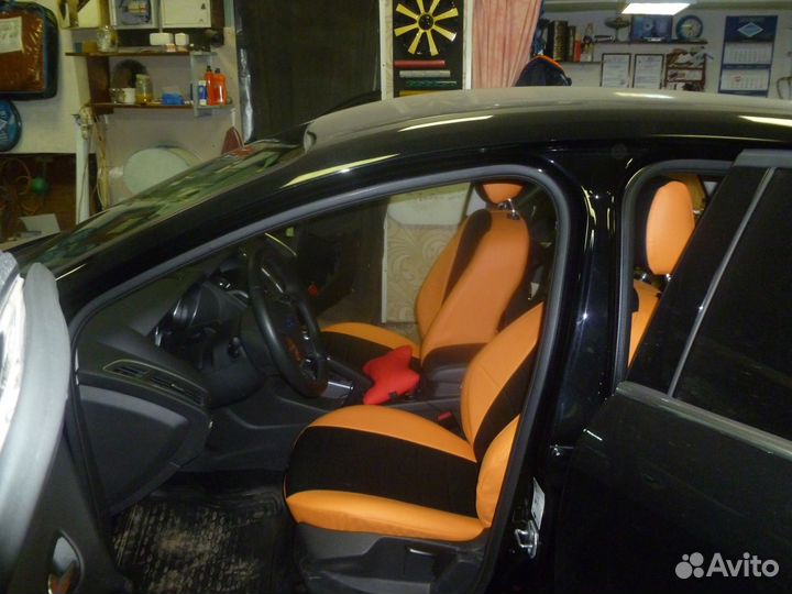 Авточехлы для KIA Optima (2010+) оранжево- чёрная