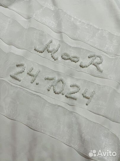 Ленточка с инициалами на букет невесты